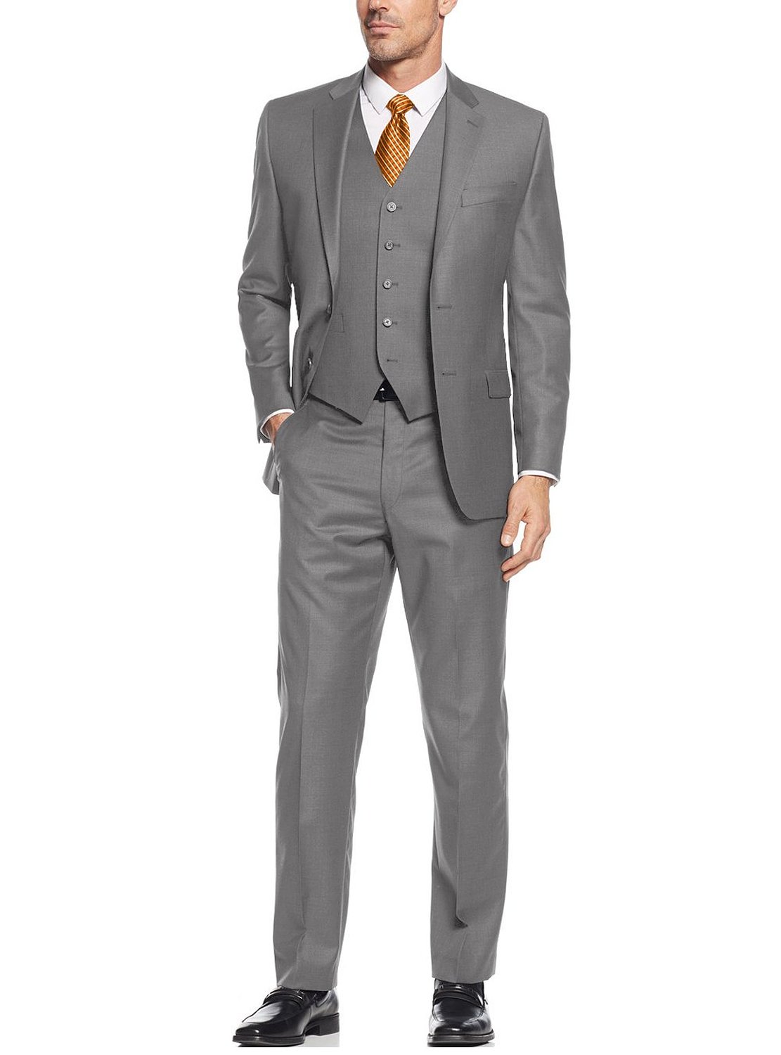 Salvatore Exte Men's Suit 3-Piece Two Button Blazer Jacket Flat Front Pants